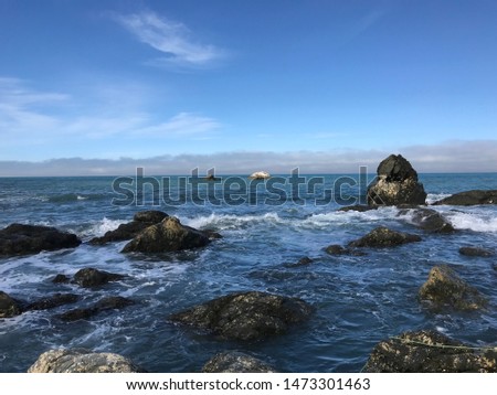 Kaikoura coastal landscape, ocean view Royalty-Free Stock Photo #1473301463