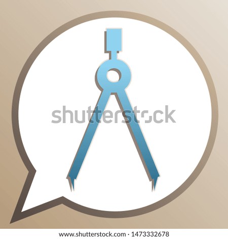 Divider simple sign. Bright cerulean icon in white speech balloon at pale taupe background. Illustration.