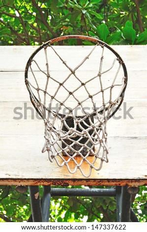 Close up of grunge basketball hoop