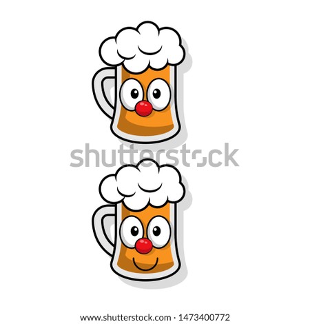 Cartoon Illustration of a beer.Cute beer in comic style. vector illustration.beer Smiley Face