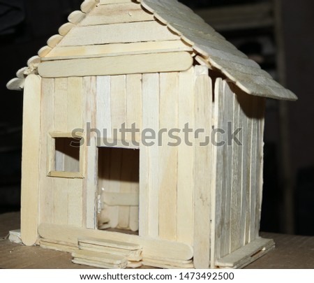 wood house creativity home sweet home icecream stick art Royalty-Free Stock Photo #1473492500