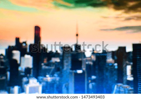 Blurred urban background with skyscrapers