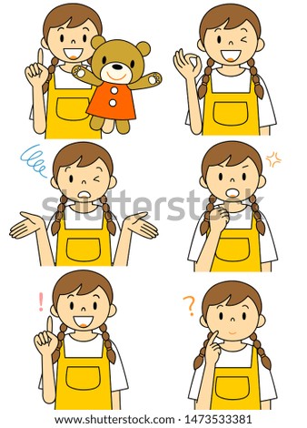 Female apron gesture
illustration　icon set