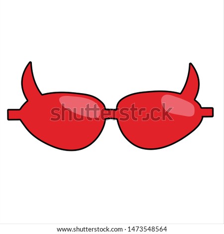Evil red funny glasses for halloween party. Isolated stock illustration