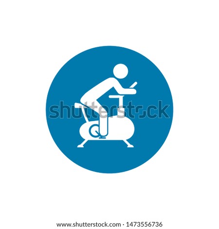 Person Riding Exercise Bike Vector Icon. Sport and fitness symbol stock vector illustration.