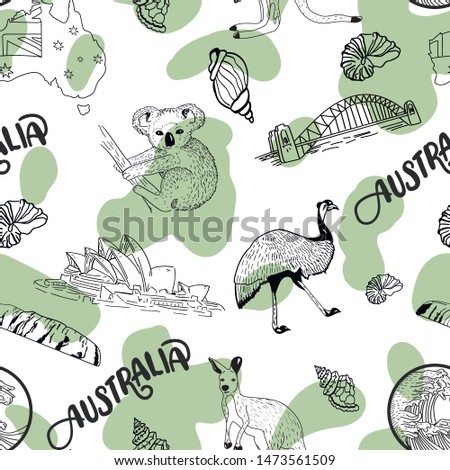 australia vector seamless pattern. Concept for clothing design, cards, print, web design