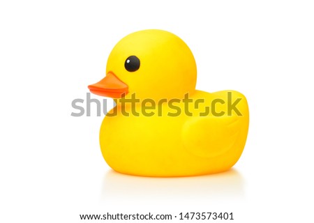 Yellow Rubber Duck isolated on white background, Clipping path. Royalty-Free Stock Photo #1473573401
