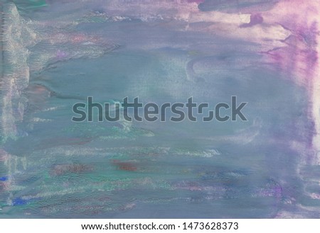 Blue, pink, purple, green paint background with paper texture. Customized template for cards, banner, logo, presentation. Abstract hand drawn background for your design with brushstroke textures.
