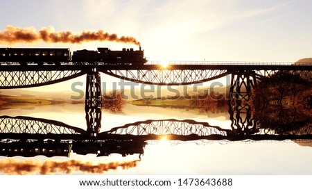 Old Historical Steam Engine Locomotive Train on Railroad Track Royalty-Free Stock Photo #1473643688