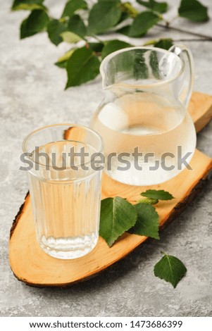 Birch juice. Traditional birch sap. A refreshing traditional Russian spring drink.