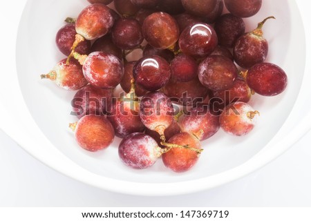 Fresh grape sank water for cleaning, stock photo