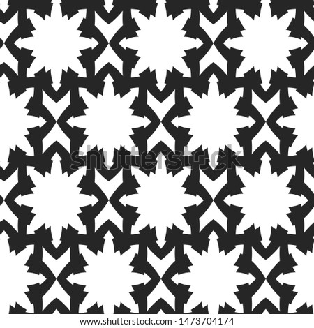 Seamless vector black and white pattern. Repeat monochrome  background for fabric, textile, design, cover, wrapping.