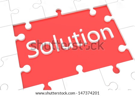 puzzle with words on red background concept: Solution
