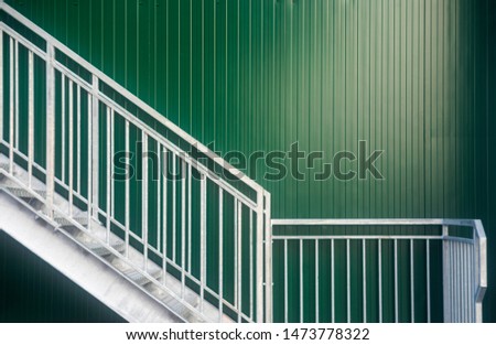walkway stainless stairs outdoor and Rusted galvanized iron plate background 