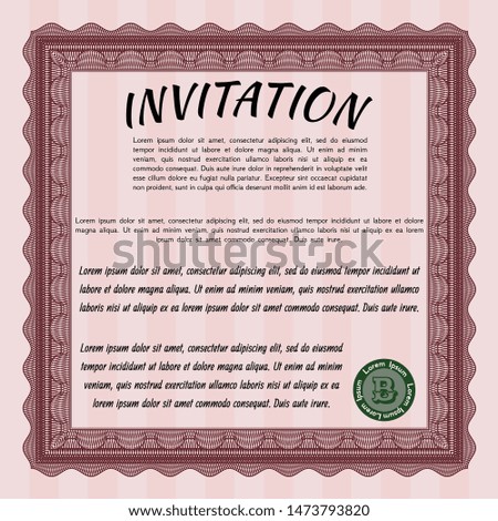 Red Retro vintage invitation. Detailed. With quality background. Nice design. 