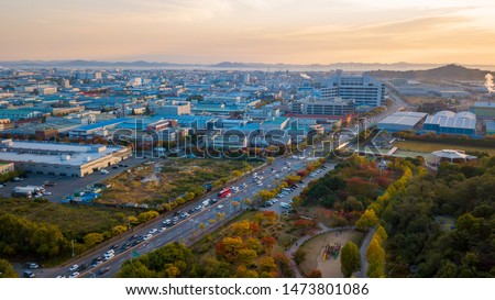 Aeria view of incheon industry park.South Korea