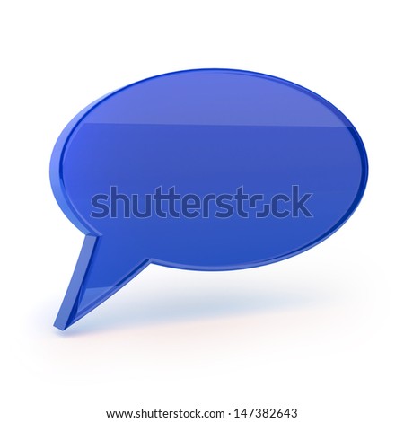 Blue speech bubble isolated on white with clipping path