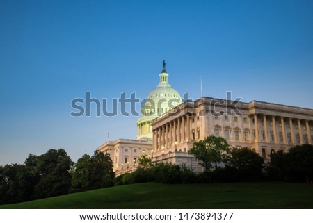 Washington dc capitol building at night. United states of america.