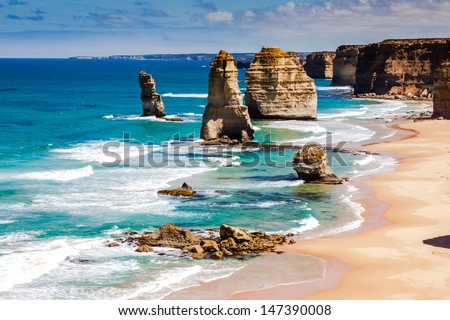 daylight view at coast of Twelve Apostles by Great Ocean Rd, Australia Royalty-Free Stock Photo #147390008