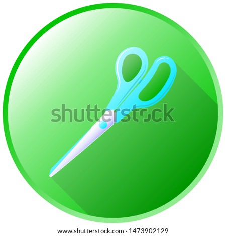 Tailor scissors inside the green circle on a white background.