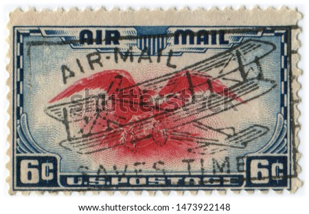 1938 US 6 cent Air Mail Stamp Royalty-Free Stock Photo #1473922148