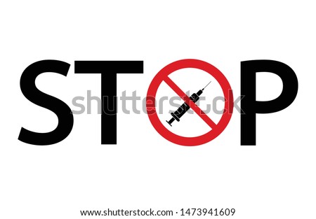 No syringe sign. Stop syringe icon