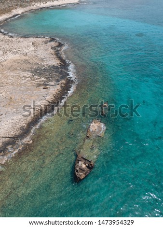 Shipwreck near Gramvousa Island in Crete, Greece.