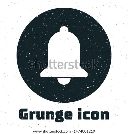 Grunge Ringing bell icon isolated on white background. Alarm symbol, service bell, handbell sign, notification symbol.  Vector Illustration