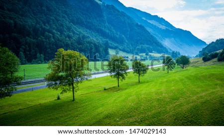 Typical valley in the Swiss Alps - wonderful nature of Switzerland - travel photography