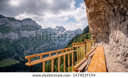 Amazing view from a terrace at Alpstein mountains in Appenzell Switzerland - travel photography