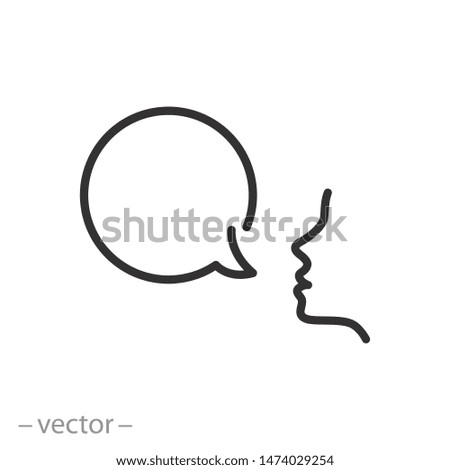 bubble speech icon, talk ballon, people with dialog speech bubble, discussion, line symbol on white background - editable stroke vector illustration eps 10