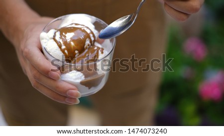ice cream cup and spoon
