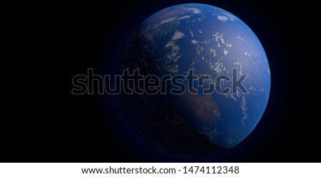 Earth Planet and Waning Moon and sun light Picture in space
