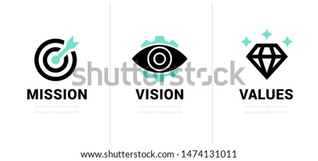 Mission. Vision. Values. Web page template. Modern flat design concept. Royalty-Free Stock Photo #1474131011