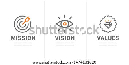 Mission. Vision. Values. Web page template. Modern flat design concept. Royalty-Free Stock Photo #1474131020