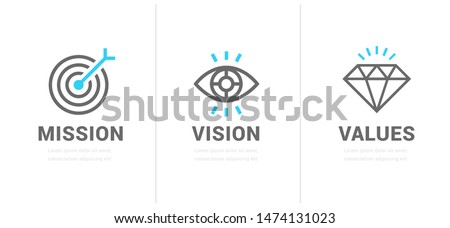 Mission. Vision. Values. Web page template. Modern flat design concept. Royalty-Free Stock Photo #1474131023