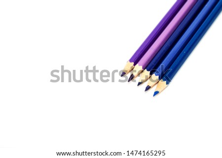 Closeup color pencils isolated on white background. Education, Back to school Concept.