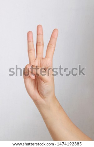 symbolic sign language of the alphabet W for the speech impaired