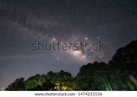 landscape view of milky way on sky at Thung salaengloung national park of Thailand