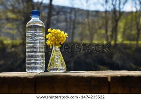 Plastic bottle with clean drinking water.