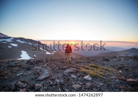 Hiking scene- man go up in Utah mountains