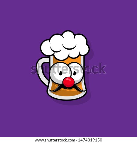 Cartoon Illustration of a beer.Cute beer with mustache in comic style. vector illustration.