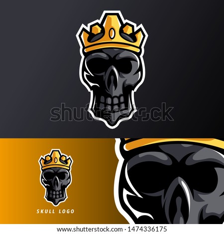 black skull king crown mascot sport esport logo template for streamer team