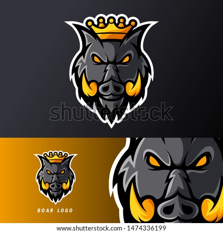Angry king boar pig animal sport or esport gaming mascot logo template for streamer team