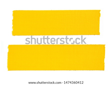 Two pieces of yellow cloth gaffer tape isolated on white background.