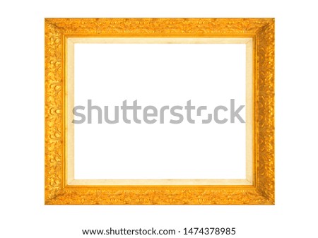Gold frame isolated white background. (Gold Picture Frame)