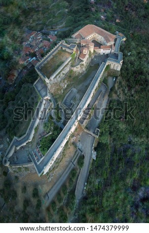 Top view of the Malaspina Castle, the medieval castle of Massa
