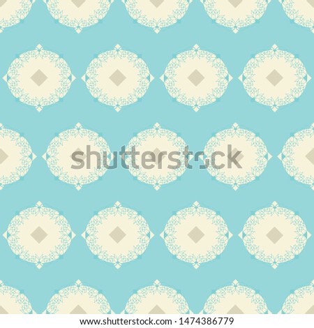 Vector Vintage Water Lily Cameo with Rhomb seamless pattern background.