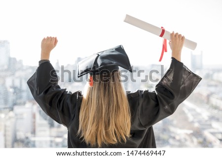 Medium shot young woman being proud at her graduation