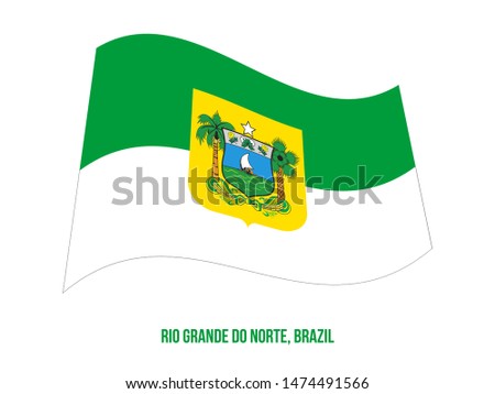 Rio Grande do Norte Flag Waving Vector Illustration on White Background. States Flag of Brazil.